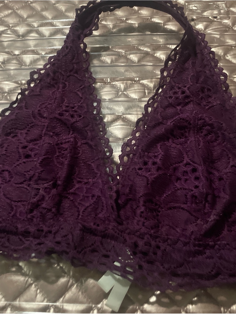 Zenana Outfitters Plum Lace Halter Bralette